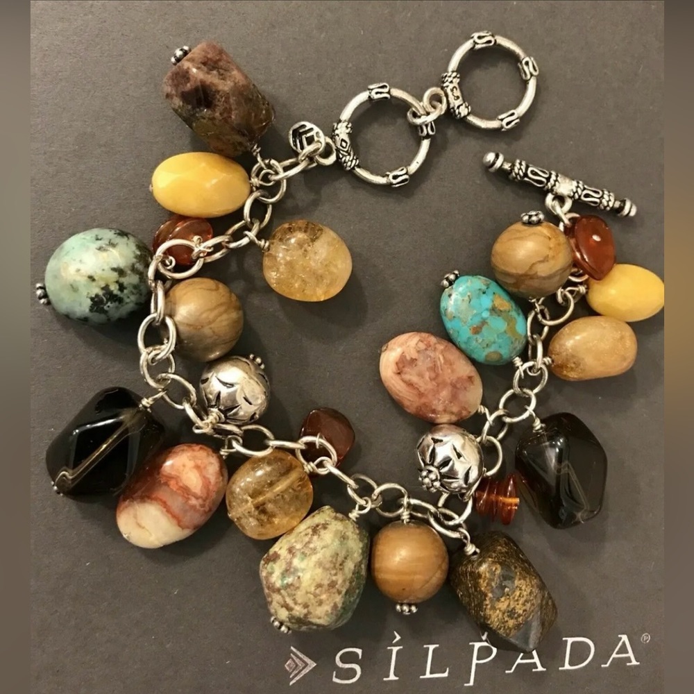 Silpada Retired Chacha Multi-Stone Sterling Bracelet